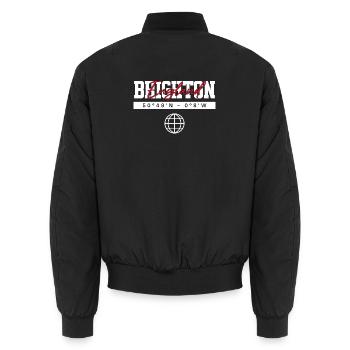 Brighton England Koordinaten Reise Souvenir - Unisex Bomberjacke - Schwarz - Hinten - AI Model Male 185 light (185cm)