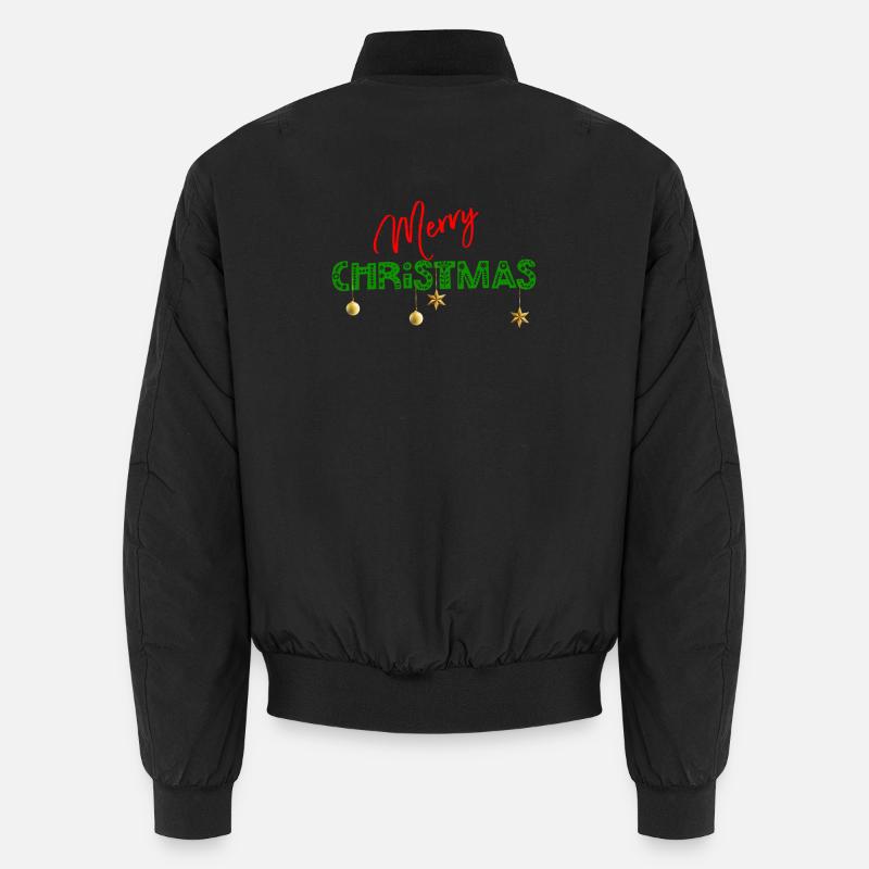 Joyeux Noël : Lettres vertes texturées - Bomber unisexe - noir