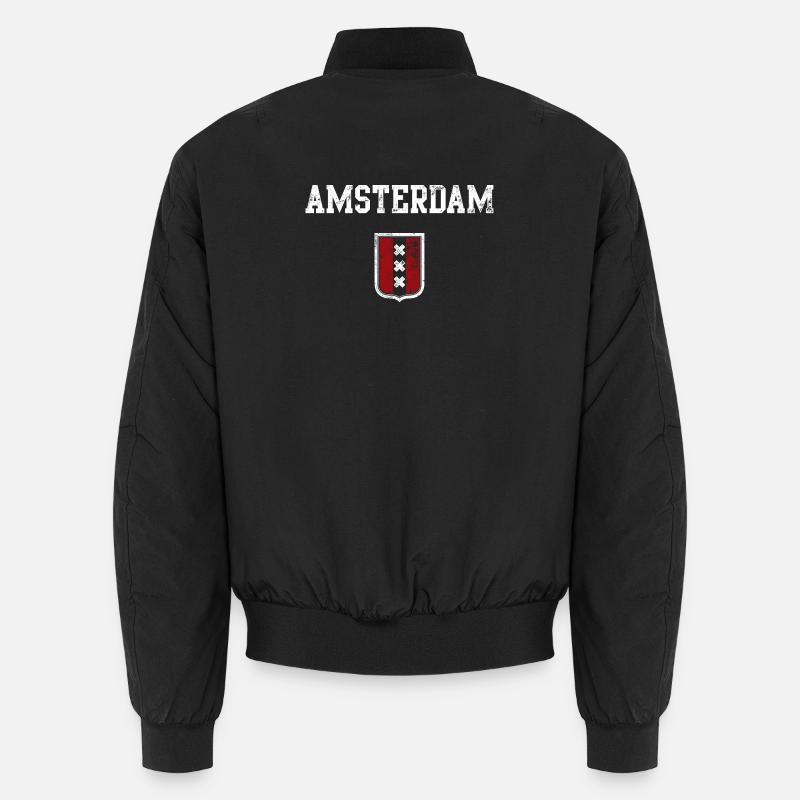 Amsterdam Crest Shield Motif - Unisex Bomber Jacket - black
