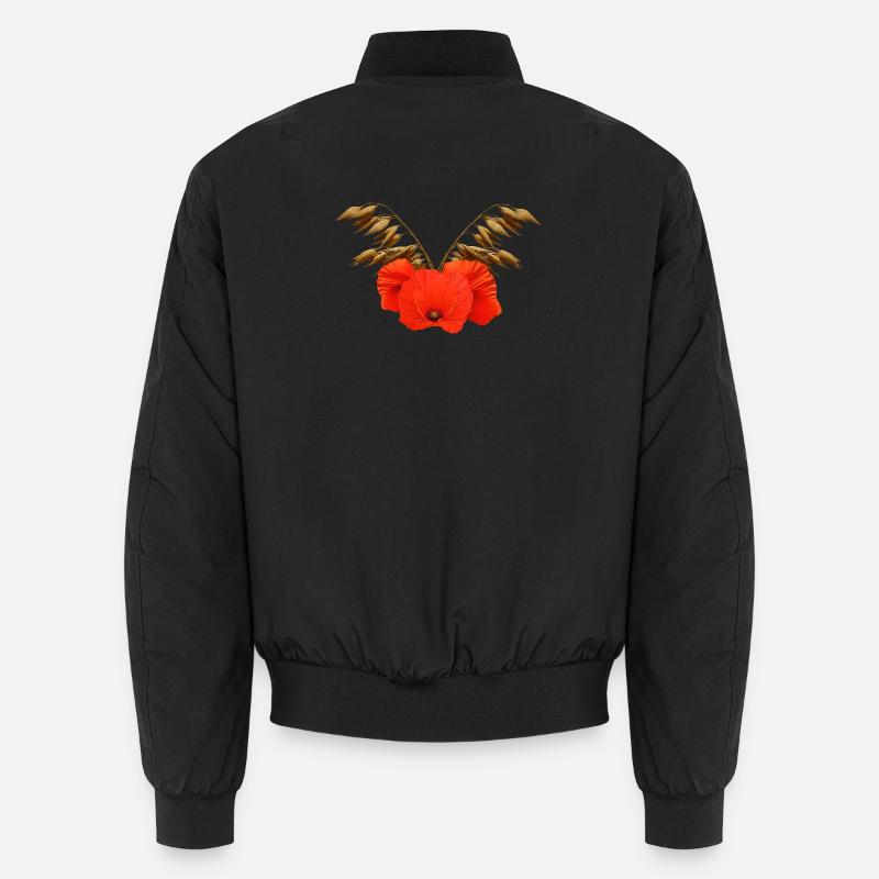 ländliche blumenmuster, Mohnmuster mit Hafer Unisex Bomberjacke