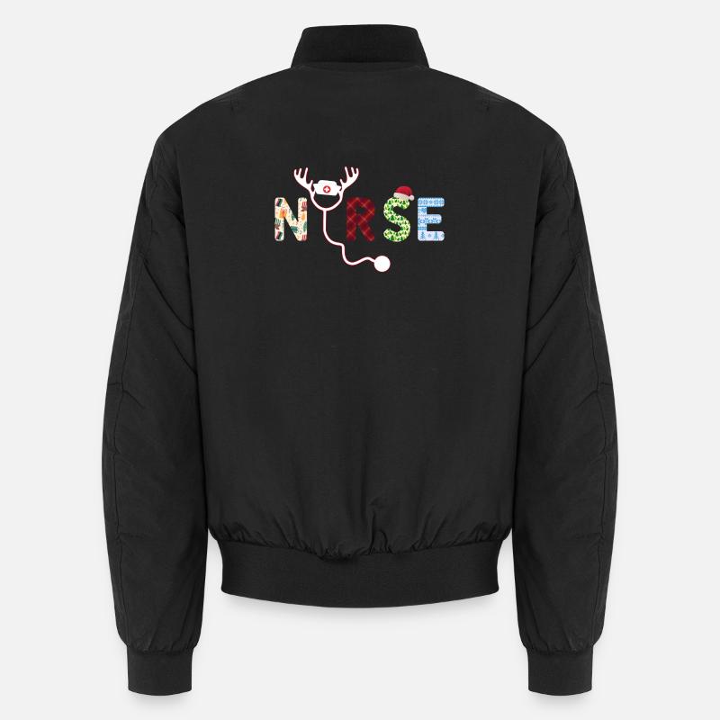 Nurse ugly Christmas - Unisex Bomber Jacket - black