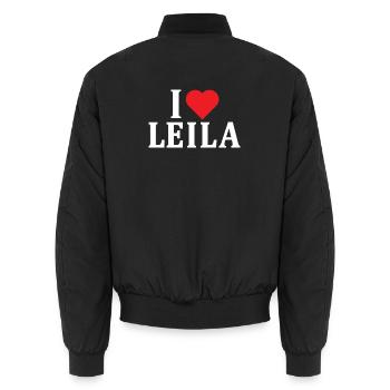 Name T-Shirt I love Leila T-Shirt Geschenkidee - Unisex Bomberjacke - Schwarz - Hinten - AI Model Male 185 light (185cm)