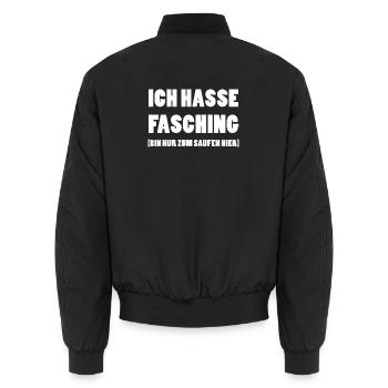 ICH HASSE FASCHING Bin nur zum Saufen hier - Unisex Bomberjacke - Schwarz - Hinten - AI Model Male 185 light (185cm)