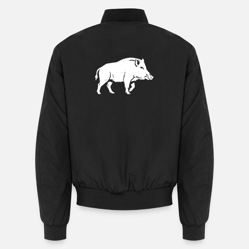Wild Boar Silhouette Hunter Forest Vector Unisex Bomber Jacket