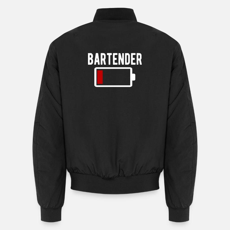 Bartender Charging Low Battery Funny - Unisex Bomber Jacket - black