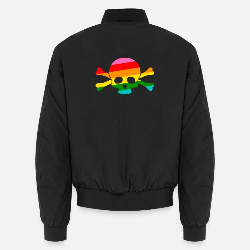 Regenbogen Totenkopf - Unisex Bomberjacke - Schwarz