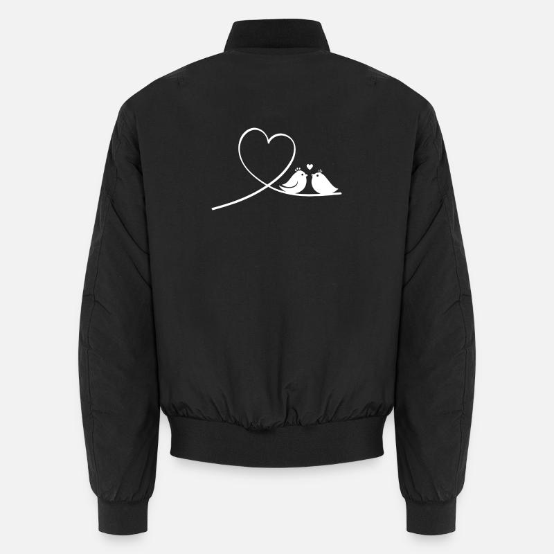 Verliebte Vögel mit Herz Silhouette - Unisex Bomberjacke - Schwarz