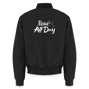 Rosé all day - Unisex Bomber Jacket - black - Back - AI Model Male 185 light (185cm)