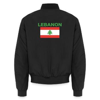 Libanon Fahne - Unisex Bomberjacke - Schwarz - Hinten - AI Model Male 185 light (185cm)
