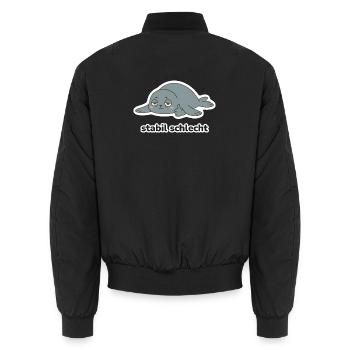 stabil schlecht – Robbe Meme - Unisex Bomberjacke - Schwarz - Hinten - AI Model Male 185 light (185cm)