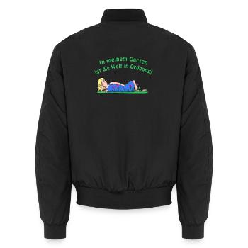 My garden - Unisex Bomber Jacket - black - Back - AI Model Male 185 light (185cm)