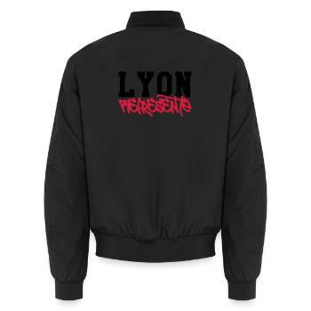 Stellt Lyon - Unisex Bomberjacke - Schwarz - Hinten - AI Model Male 185 light (185cm)