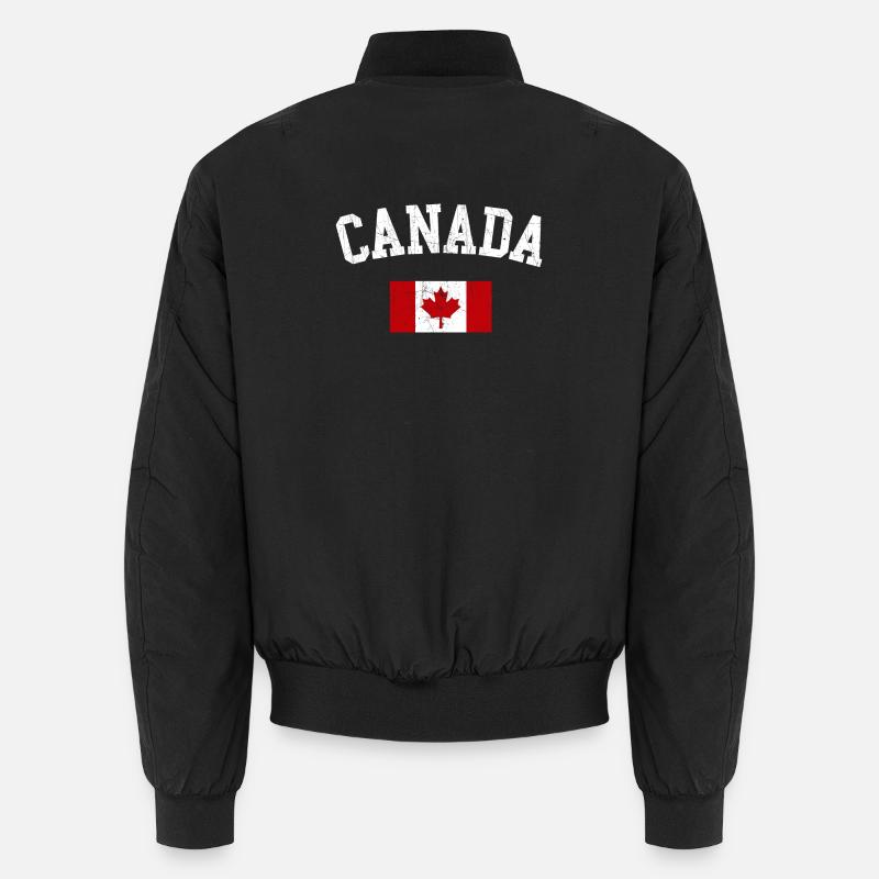Canada Arc with Maple Flag - Unisex Bomber Jacket - black