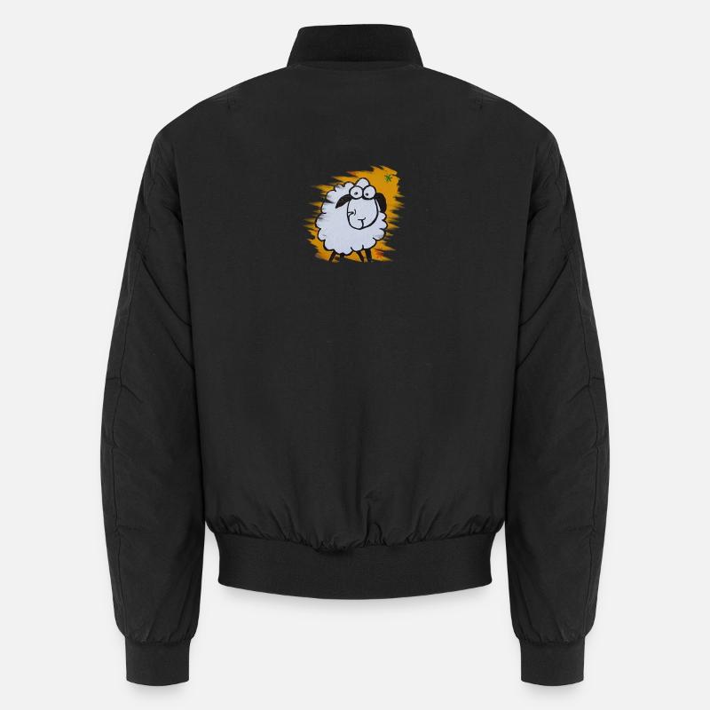Lustiges Schäfchen auf orangem Hintergrund Unisex Bomberjacke
