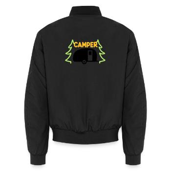 Campeur - prêt pour les vacances - Bomber unisexe - noir - Dos - AI Model Male 185 light (185cm)