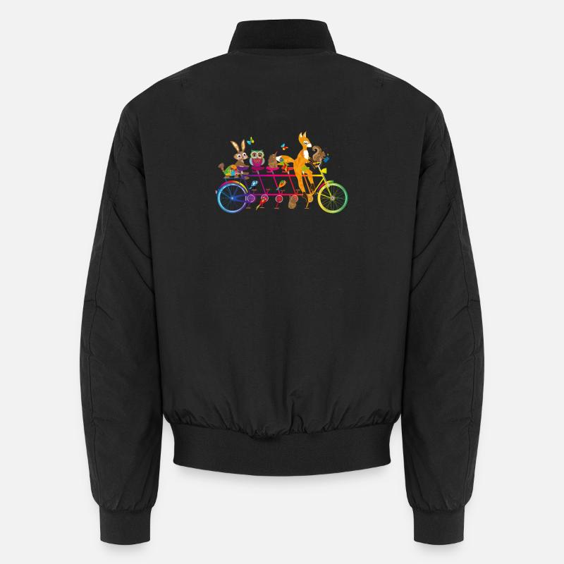 coloré vélo tandem avec des animaux colorés de la forêt Bomber unisexe