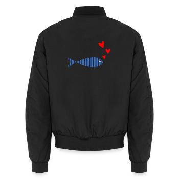 POISSON. SARDINE. POISSON. POISSON D'AVRIL. MER - Bomber unisexe - noir - Dos - AI Model Male 185 light (185cm)