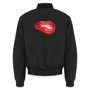 Art pop de morsure de lèvres cramoisie - Bomber unisexe - noir - Dos - AI Model Male 185 light (185cm)