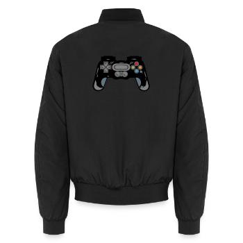 Retro Controller Silhouette - Unisex Bomber Jacket - black - Back - AI Model Male 185 light (185cm)