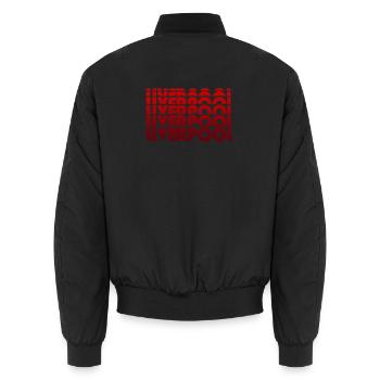 Liverpool Mehrfachtext Retro-Design - Unisex Bomberjacke - Schwarz - Hinten - AI Model Male 185 light (185cm)
