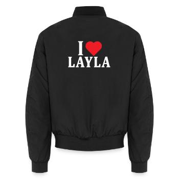 T-Shirt Ich liebe Layla T-Shirt Geschenkidee - Unisex Bomberjacke - Schwarz - Hinten - AI Model Male 185 light (185cm)