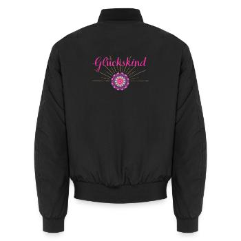 Glückskind - Wortschätze - vergessene Wörter - Unisex Bomberjacke - Schwarz - Hinten - AI Model Male 185 light (185cm)