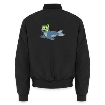 Seehund Taucher Schnorchel Tauchen - Unisex Bomberjacke - Schwarz - Hinten - AI Model Male 185 light (185cm)