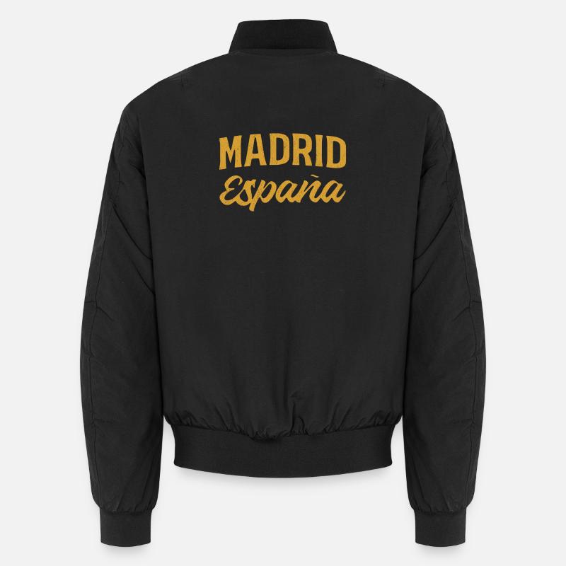 Madrid Spain Gold Font - Unisex Bomber Jacket - black