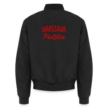 Warszawa Polska Retro Script - Unisex Bomberjacke - Schwarz - Hinten - AI Model Male 185 light (185cm)