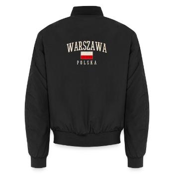 Warsaw Poland Flag Style - Unisex Bomber Jacket - black - Back - AI Model Male 185 light (185cm)