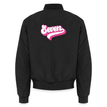 Sept 7e anniversaire pour les filles de 7 ans - Bomber unisexe - noir - Dos - AI Model Male 185 light (185cm)