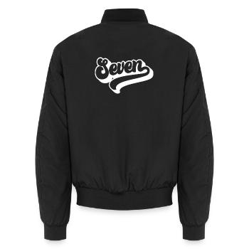 Seven 7th Birthday Kids Boys Girls 7 Years Old - Unisex Bomber Jacket - black - Back - AI Model Male 185 light (185cm)