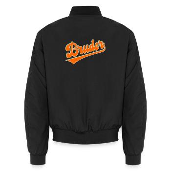 Schriftzug Bruder Familie - Unisex Bomberjacke - Schwarz - Hinten - AI Model Male 185 light (185cm)