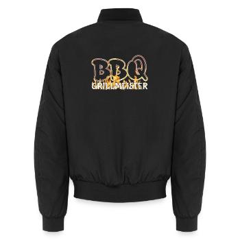 BBQ Grillmeister Logo Flammen - Unisex Bomberjacke - Schwarz - Hinten - AI Model Male 185 light (185cm)