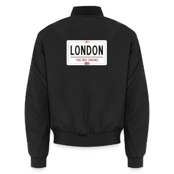 Panneau de nom de lieu de Londres - Bomber unisexe - noir - Dos - AI Model Male 185 light (185cm)