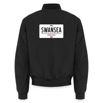 Panneau de la ville de Swansea - Bomber unisexe - noir - Dos - AI Model Male 185 light (185cm)