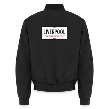 Nom de la ville de Liverpool - Bomber unisexe - noir - Dos - AI Model Male 185 light (185cm)