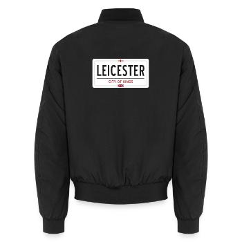 Panneau de la ville de Leicester - Bomber unisexe - noir - Dos - AI Model Male 185 light (185cm)