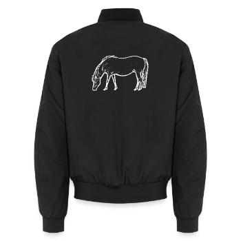 white horse white horses t-shirt gift rider - Unisex Bomber Jacket - black - Back - AI Model Male 185 light (185cm)