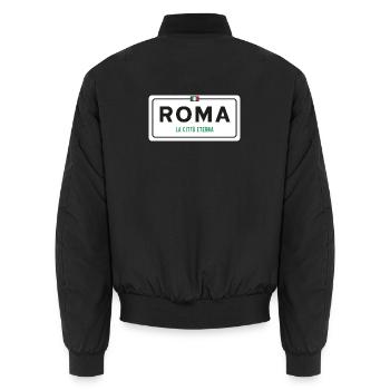 Rom Ortsschild - Unisex Bomberjacke - Schwarz - Hinten - AI Model Male 185 light (185cm)