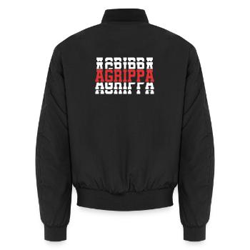 Agrippa T-Shirt T-Shirt Geschenkidee gestapelter Text - Unisex Bomberjacke - Schwarz - Hinten - AI Model Male 185 light (185cm)