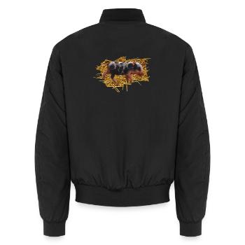 Tierbabys Jungen, geflecktes Schwein - Unisex Bomberjacke - Schwarz - Hinten - AI Model Male 185 light (185cm)