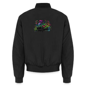wild und ungezähmt wiesenblumen natur frühling - Unisex Bomberjacke - Schwarz - Hinten - AI Model Male 185 light (185cm)