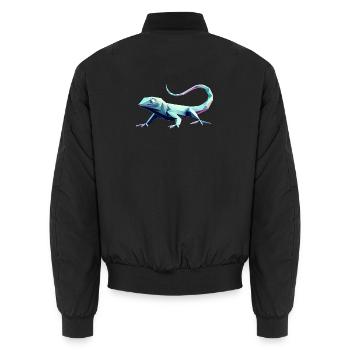 Laufende Eidechse, geometrisches 3D-Origami - Unisex Bomberjacke - Schwarz - Hinten - AI Model Male 185 light (185cm)