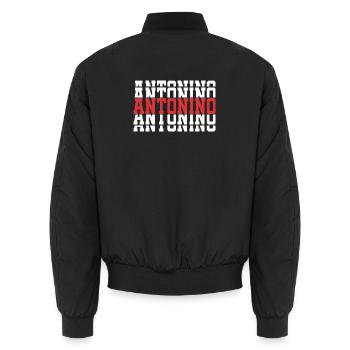 t-shirt Antonino stacked text gift t-shirt - Unisex Bomber Jacket - black - Back - AI Model Male 185 light (185cm)