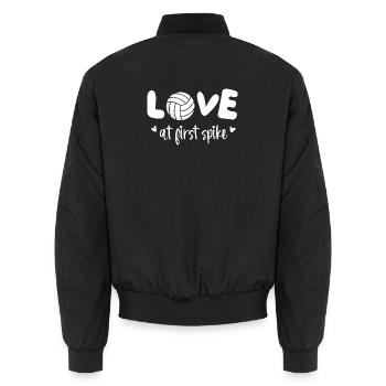 Coup de foudre Spike Funny Volleyball - Bomber unisexe - noir - Dos - AI Model Male 185 light (185cm)