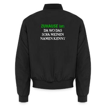 La maison est l’endroit où le canapé connaît mon nom - Bomber unisexe - noir - Dos - AI Model Male 185 light (185cm)