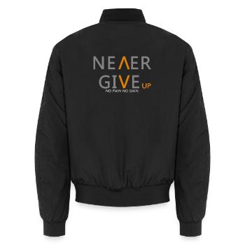 Gib niemals auf Verkörpere die Essenz der Beharrlichkeit - Unisex Bomberjacke - Schwarz - Hinten - AI Model Male 185 light (185cm)