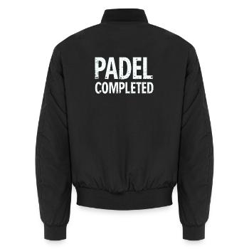 Padel Shirt Padel Complete Hoodie Design - Unisex Bomber Jacket - black - Back - AI Model Male 185 light (185cm)