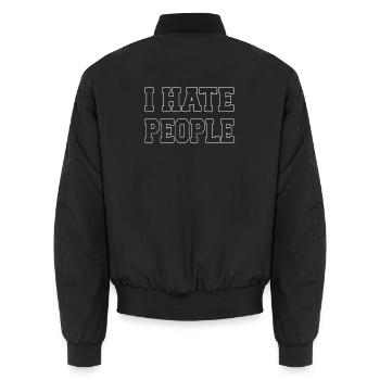 Expressive Typography Design - Unisex Bomber Jacket - black - Back - AI Model Male 185 light (185cm)